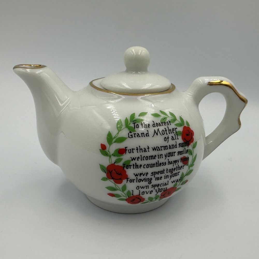 Vintage Mini Porcelain Teapot for a Grandmother with removable lid-